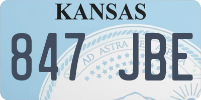 KS license plate 847JBE