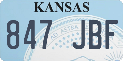 KS license plate 847JBF