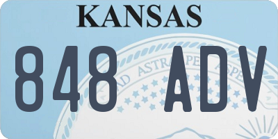 KS license plate 848ADV