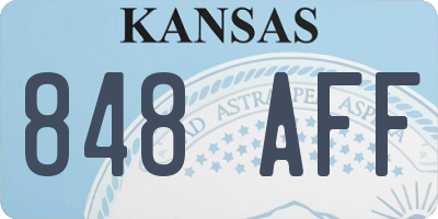KS license plate 848AFF