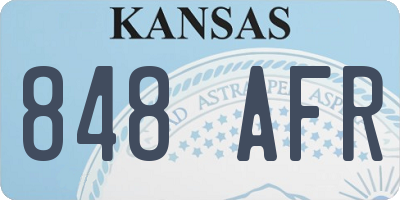 KS license plate 848AFR