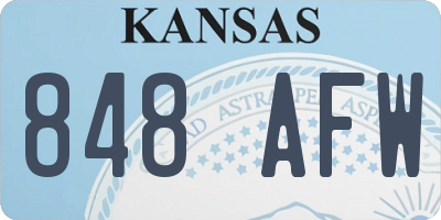 KS license plate 848AFW