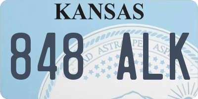 KS license plate 848ALK