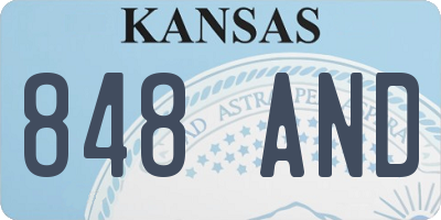 KS license plate 848AND