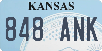 KS license plate 848ANK