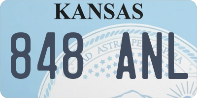 KS license plate 848ANL