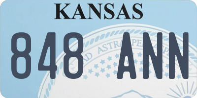 KS license plate 848ANN