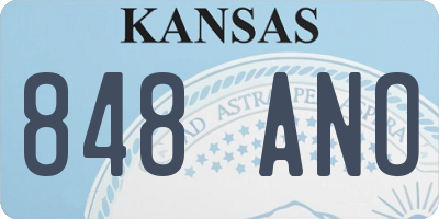 KS license plate 848ANO