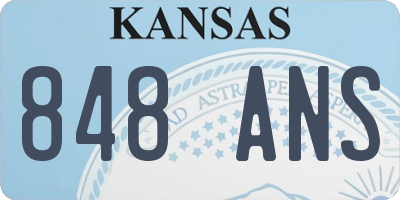 KS license plate 848ANS