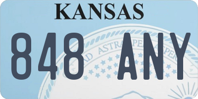 KS license plate 848ANY