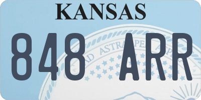 KS license plate 848ARR