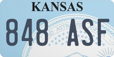 KS license plate 848ASF