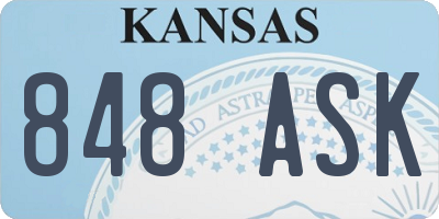 KS license plate 848ASK