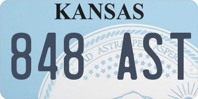 KS license plate 848AST