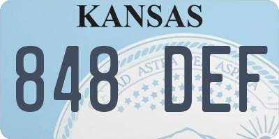KS license plate 848DEF