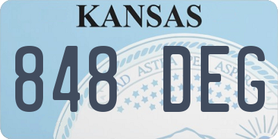 KS license plate 848DEG