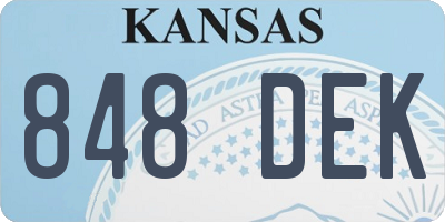 KS license plate 848DEK