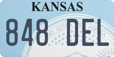 KS license plate 848DEL