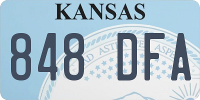 KS license plate 848DFA