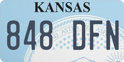 KS license plate 848DFN