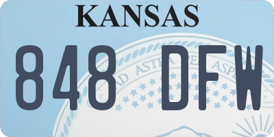 KS license plate 848DFW
