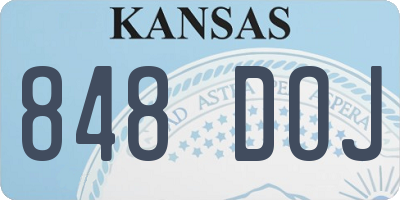 KS license plate 848DOJ