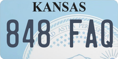 KS license plate 848FAQ
