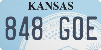 KS license plate 848GOE