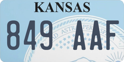 KS license plate 849AAF