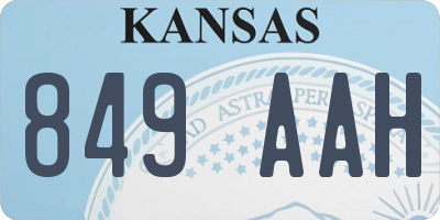 KS license plate 849AAH