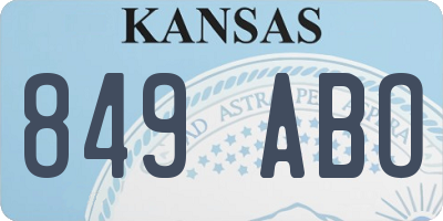 KS license plate 849ABO