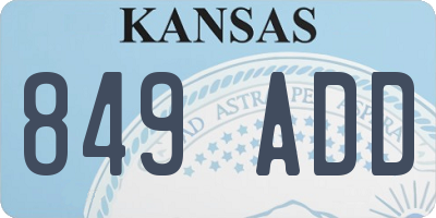 KS license plate 849ADD