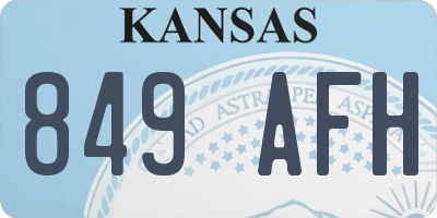 KS license plate 849AFH