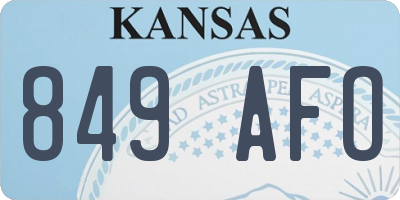 KS license plate 849AFO