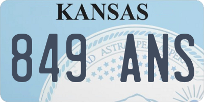KS license plate 849ANS