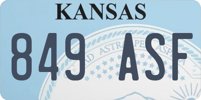 KS license plate 849ASF