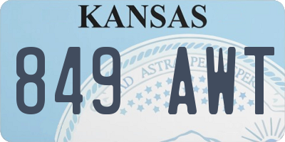 KS license plate 849AWT