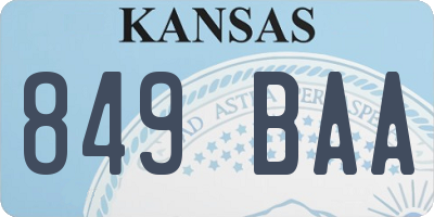 KS license plate 849BAA