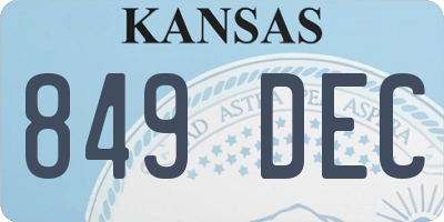 KS license plate 849DEC