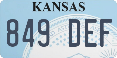 KS license plate 849DEF