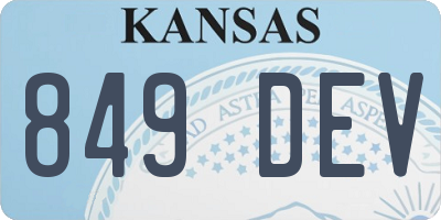 KS license plate 849DEV