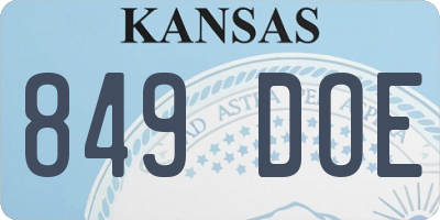 KS license plate 849DOE
