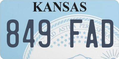 KS license plate 849FAD