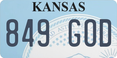 KS license plate 849GOD