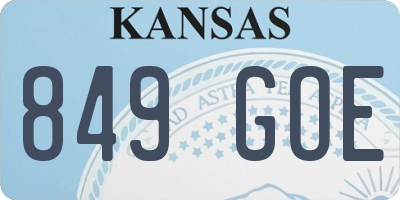 KS license plate 849GOE