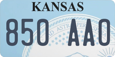 KS license plate 850AAO