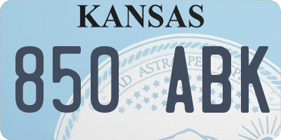 KS license plate 850ABK