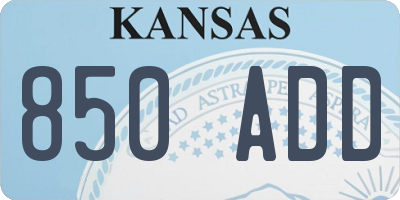 KS license plate 850ADD
