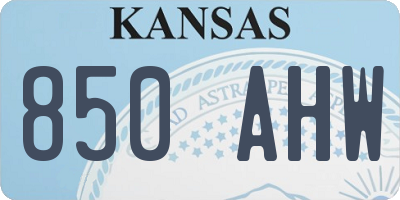 KS license plate 850AHW