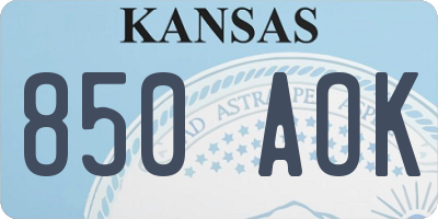 KS license plate 850AOK